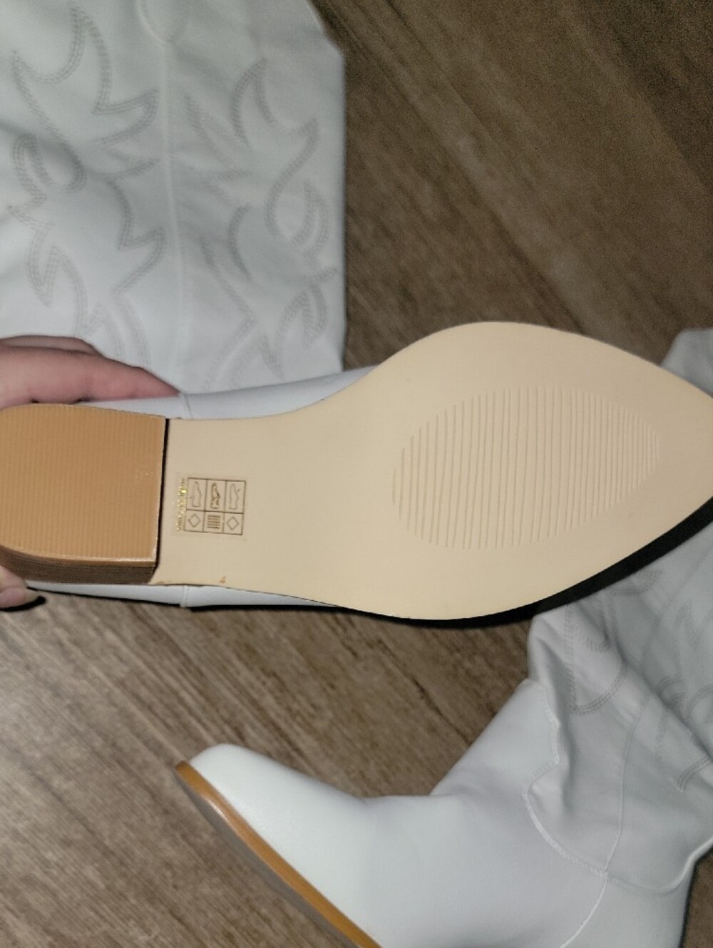 Amazon White Western-Inspired Block Heel Boots - Picture 4 of 8